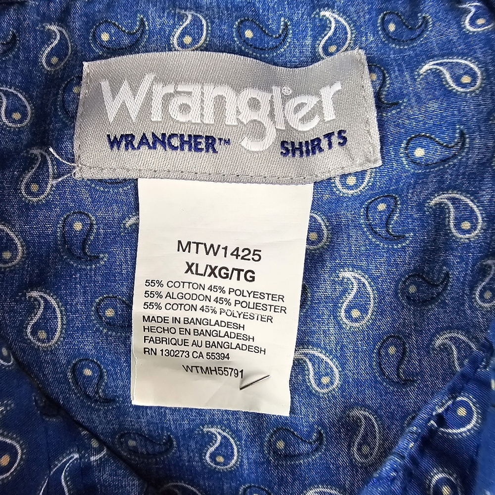 XL Wrangler Blue Paisley Pearl Snap S/S shirt - Picture 4 of 4